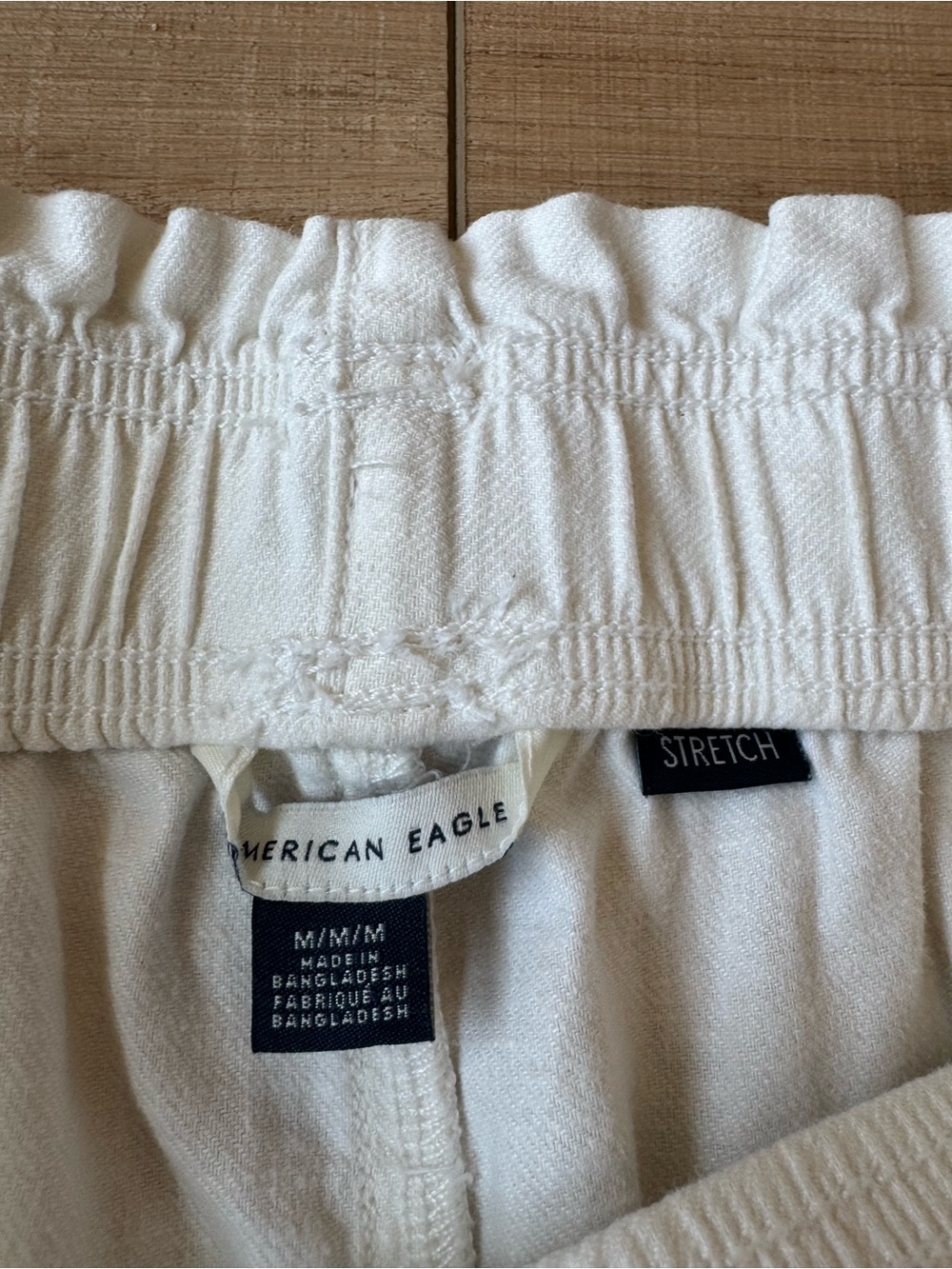 American Eagle Cream Linen Blend Wide Leg Pull-On Pants Size Medium - Picture 3 of 4